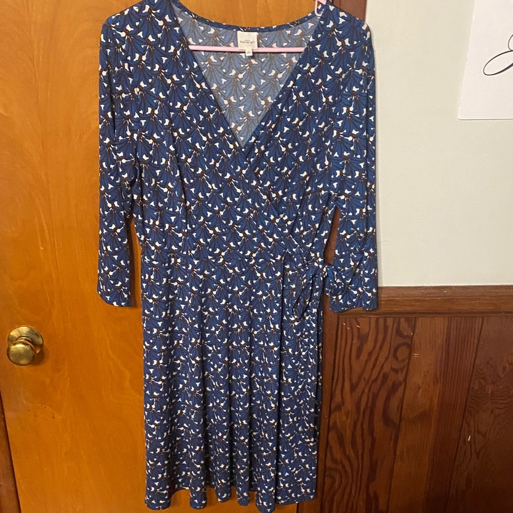 Kaileigh Blue Dress with Bird Pattern